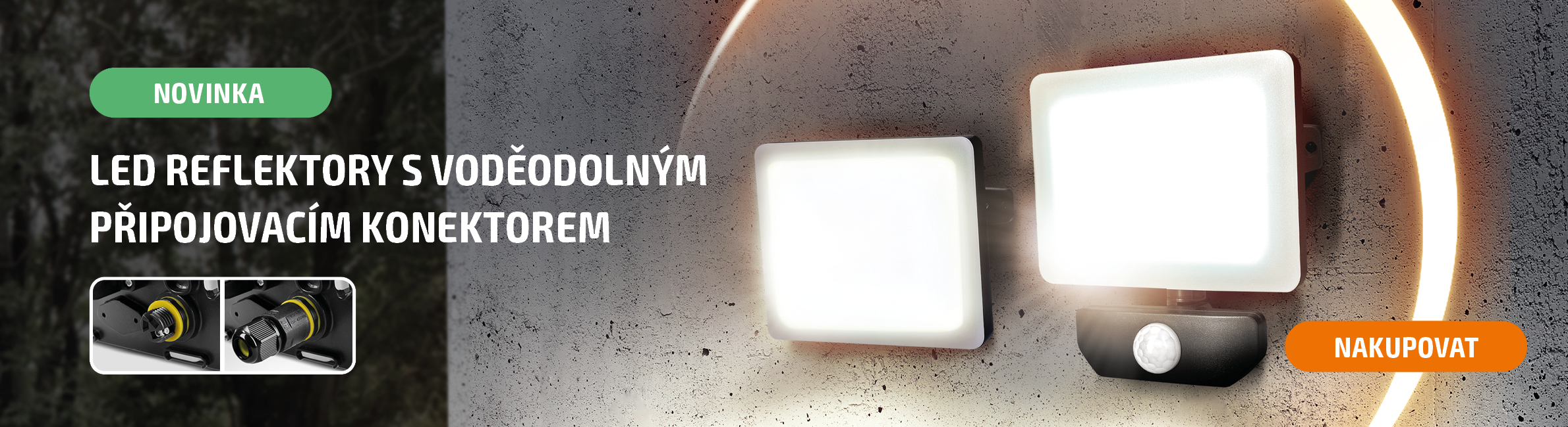 LED reflektory s voděodolným připojovacím konektorem
