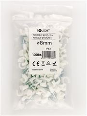 Solight kabelové příchytky, průměr 8mm, bílé, 100ks