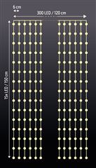 Solight LED vánoční závěs okenní, stříbrný, 300x mini LED, časovač, 8 funkcí, USB
