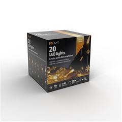 Solight LED řetěz s ozdobnými přívěšky 20LED, 60x mini dekorace, 2m, 2x AA