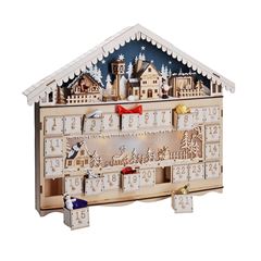 Solight LED adventní kalendář - horská chata, 10x LED, 50x40cm, 2x AA