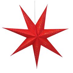 Solight LED vánoční hvězda červená, závěsná, 60cm, 20x LED, 2x AA