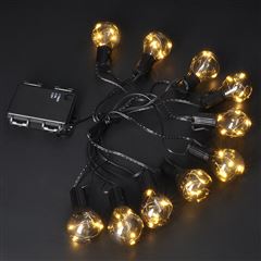 Solight venkovní řetěz s dekorativním LED žárovkami, 10x micro LED žárovka, 3m, 3xAA