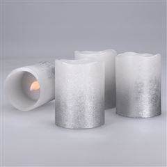 Solight sada LED svíček s časovačem, 4x svíčka, 6,5cm, stříbrná barva, 4xCR2032 součástí
