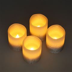 Solight sada LED svíček s časovačem, 4x svíčka, 6,5cm, stříbrná barva, 4xCR2032 součástí