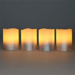 Solight sada LED svíček s časovačem, 4x svíčka, 6,5cm, stříbrná barva, 4xCR2032 součástí