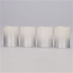 Solight sada LED svíček s časovačem, 4x svíčka, 6,5cm, stříbrná barva, 4xCR2032 součástí