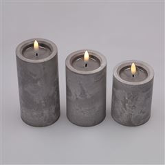 Solight sada LED svíček s časovačem, 3x svíčka, 10/13/15cm, šedá, 2xAA