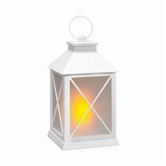 Solight LED vánoční lucerna bílá, 20cm, časovač, 2x AA