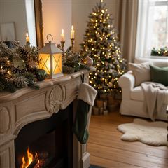 Solight LED vánoční lucerna bílá, 20cm, časovač, 2x AA