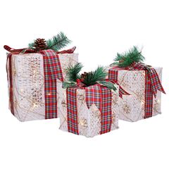 Solight sada 3 LED vánočních dárků, 48x LED, IP44, 230V