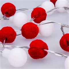 Solight LED vánoční řetízek červená-bílá, 20x LED, 1,5m, 2xAA