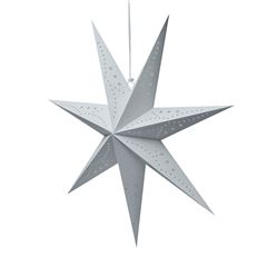 Solight LED vánoční hvězda stříbrná, závěsná, časovač, 60cm, 20x LED, 2x AA