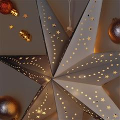 Solight LED vánoční hvězda stříbrná, závěsná, časovač, 60cm, 20x LED, 2x AA