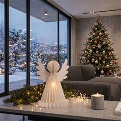 Solight anděl s LED osvětlením a časovačem, 37cm, 3xAA