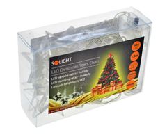 Solight LED vánoční řetěz, hvězdy, 1,5m, 10x LED, 2x AA, bílé světlo