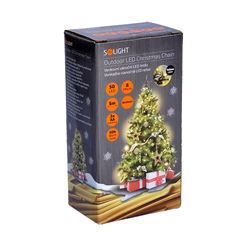 Solight LED venkovní vánoční řetěz, 50LED, 5m, 3m přívod, 8 funkcí, IP44, 3x AA, teplá bílá