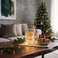 Solight vánoční řetěz měděný, 50x mini LED, 5m, 3 x AA, teplé světlo