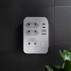 Solight rozbočka 1x 16A + 2x 2,5A, 2xUSB A+C rychlonabíječka 20W PD, bílá, vypínač