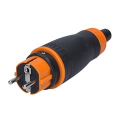 Solight zástrčka do vlhka, přímá, IP44, černá-oranžová