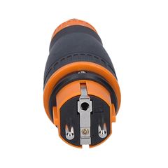 Solight zástrčka do vlhka, přímá, IP44, černá-oranžová