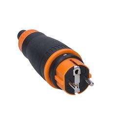 Solight zástrčka do vlhka, přímá, IP44, černá-oranžová