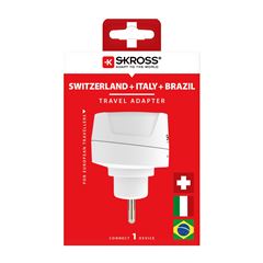 SKROSS cestovní adaptér do Brazílie, Itálie a Švýcarska, typ J/N/L