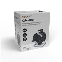 Solight prodlužovací přívod na bubnu, 4 zásuvky, 50m, černý kabel, 3x 1,5mm2