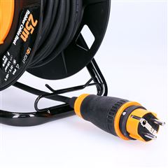 Solight prodlužovací přívod - na bubnu, 4 zásuvky, 25m kabel guma, 3x 1,5mm2, IP44