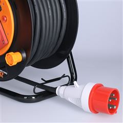 Solight prodlužovací přívod - na bubnu, zásuvky 400V + 230V, 25m kabel guma-neopren 5x1,5mm2, IP44
