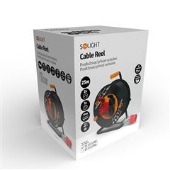 Solight prodlužovací přívod - na bubnu, zásuvky 400V + 230V, 25m kabel guma-neopren 5x1,5mm2, IP44