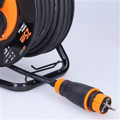 Solight prodlužovací přívod - na bubnu, 4 zásuvky, 25m kabel guma-neopren, 3x 2,5mm2, IP44