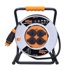 Solight prodlužovací přívod - na kovovém bubnu, 4 zásuvky, 40m kabel guma-neopren, 3x 2,5mm2, IP44