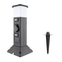 Solight zahradní sloupek IP44 s LED osvětlením, plast, 2 zásuvky, hranol, černý