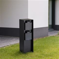Solight zahradní sloupek IP44, hliník, 2 zásuvky, černý