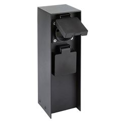 Solight zahradní sloupek IP44, hliník, 2 zásuvky, černý