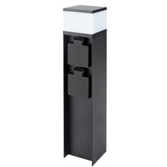 Solight zahradní sloupek IP44 s LED osvětlením, hliník, 2 zásuvky, černý