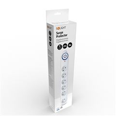 Solight přepěťová ochrana, 150J, 6 zásuvek, 3m, bílá
