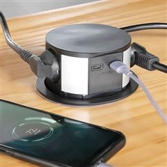 Solight výsuvný blok zásuvek, 3 x 16 A + USB A+C 20W PD, kabel 2m, černý
