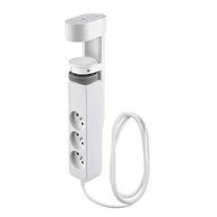 Solight 3z + USB A+C přenosné stolní zásuvky, 2m, bílá, USB rychlonabíječka 20W PD