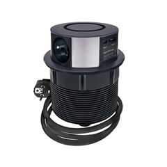 Solight 3z + USB A+C 20W PD, Wireless 10W, výsuvný blok zásuvek, 2m,  černý