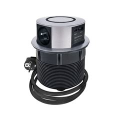 Solight 3z + USB A+C 20W PD, Wireless 10W, výsuvný blok zásuvek, 2m,  stříbrný