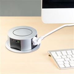 Solight 3z + USB A+C 20W PD, Wireless 10W, výsuvný blok zásuvek, 2m,  stříbrný