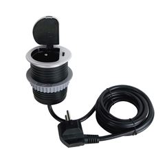 Solight 1z + USB-C 20W PD vestavná zásuvka, 2m, stříbrná