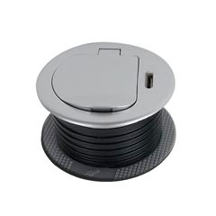 Solight 1z + USB-C 20W PD vestavná zásuvka, 2m, stříbrná