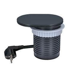 Solight 1z + USB A+C 20W PD vestavná zásuvka s posuvným víčkem, 2m, matná černá