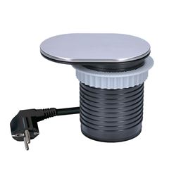 Solight vestavná zásuvka s posuvným víčkem, USB A+C nabíječka, 2m, stříbrná