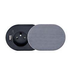 Solight vestavná zásuvka s posuvným víčkem, USB A+C nabíječka, 2m, stříbrná
