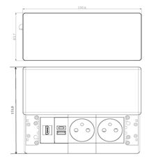 Solight vestavný blok zásuvek s posuvným krytem, 2 zásuvky, HDMI, USB A+C 20W PD, 2m, stříbrný