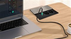 Solight vestavný blok zásuvek s posuvným krytem, 2 zásuvky, USB A+C 20W PD, 2m, stříbrný